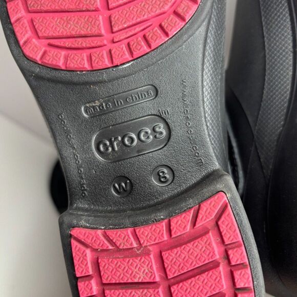 Crocs Paisley Suede Rubber Women Knee High Long Boots Winter Comfy Durable Pink - Picture 3 of 13